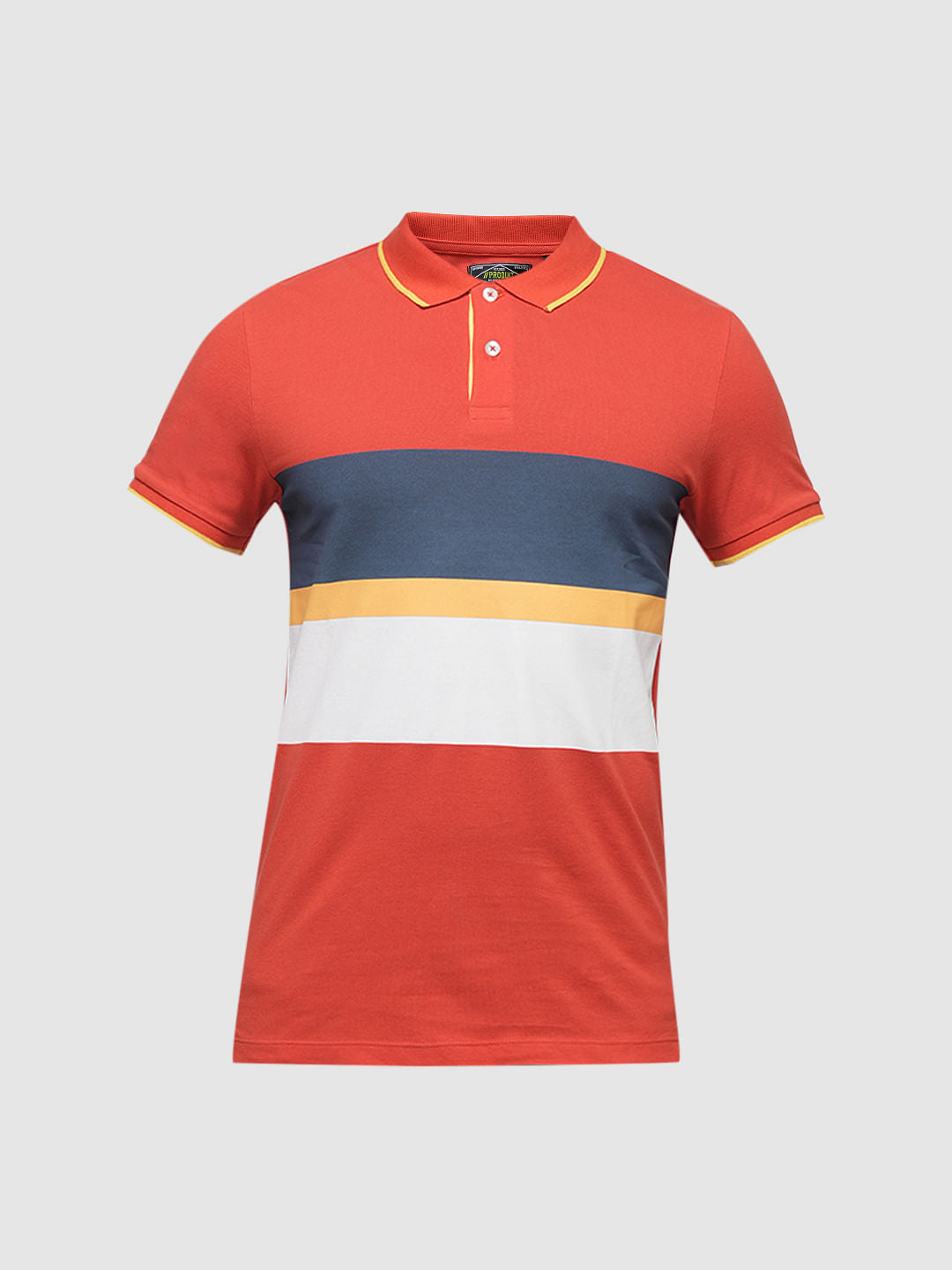 PRODUKT by JACK&JONES Red Colourblocked Cotton Polo