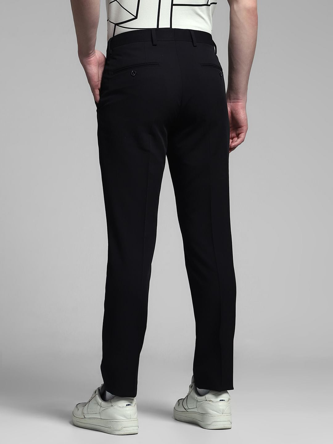 Black Mid Rise Slim Fit Trousers