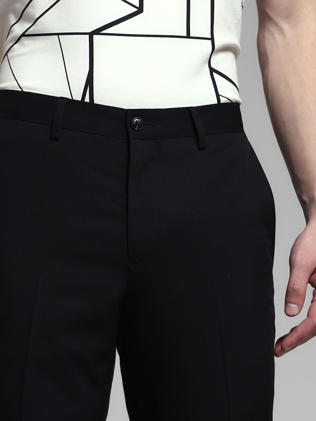 Black Mid Rise Slim Fit Trousers