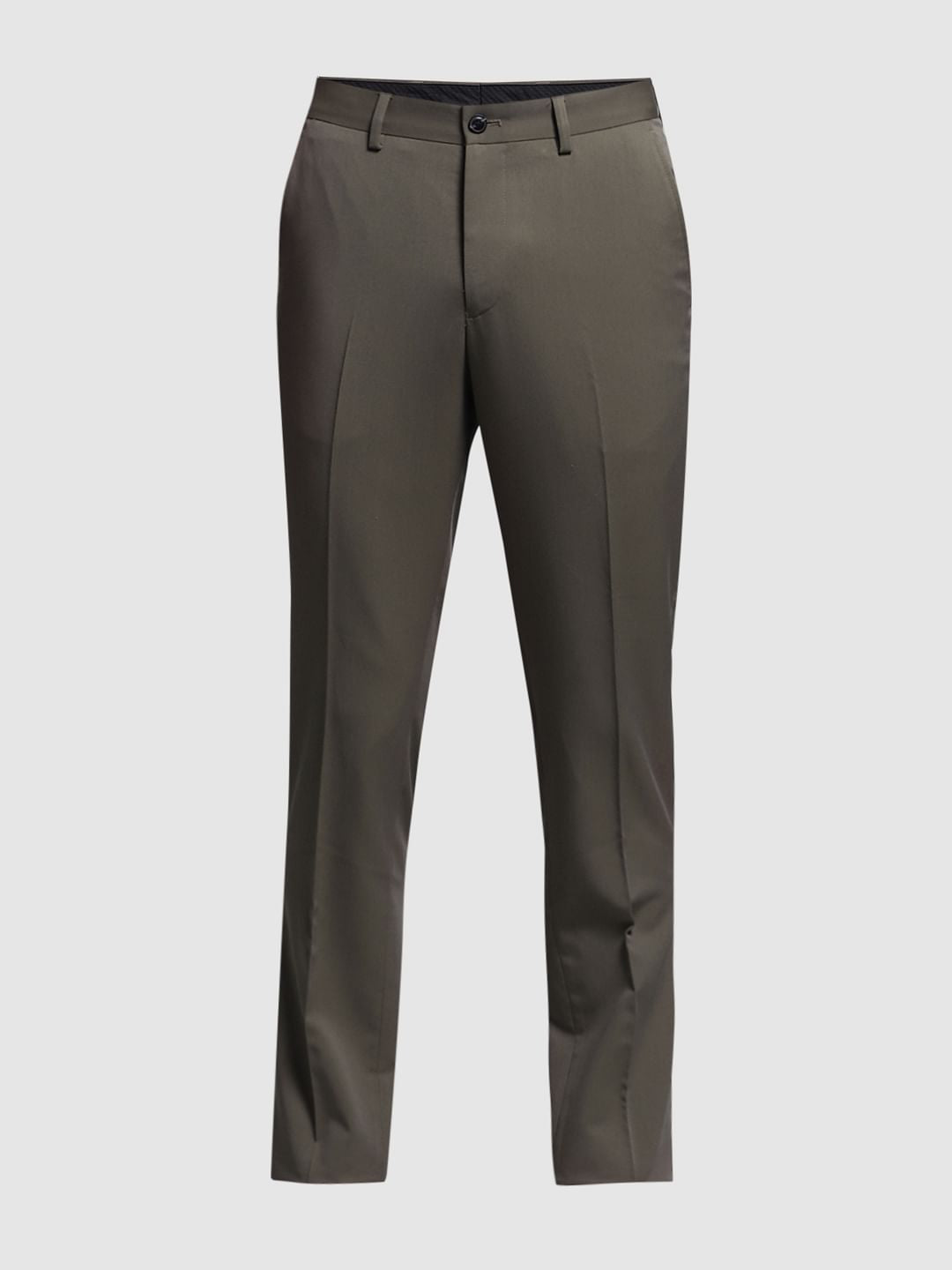 Grey Mid Rise Slim Fit Trousers