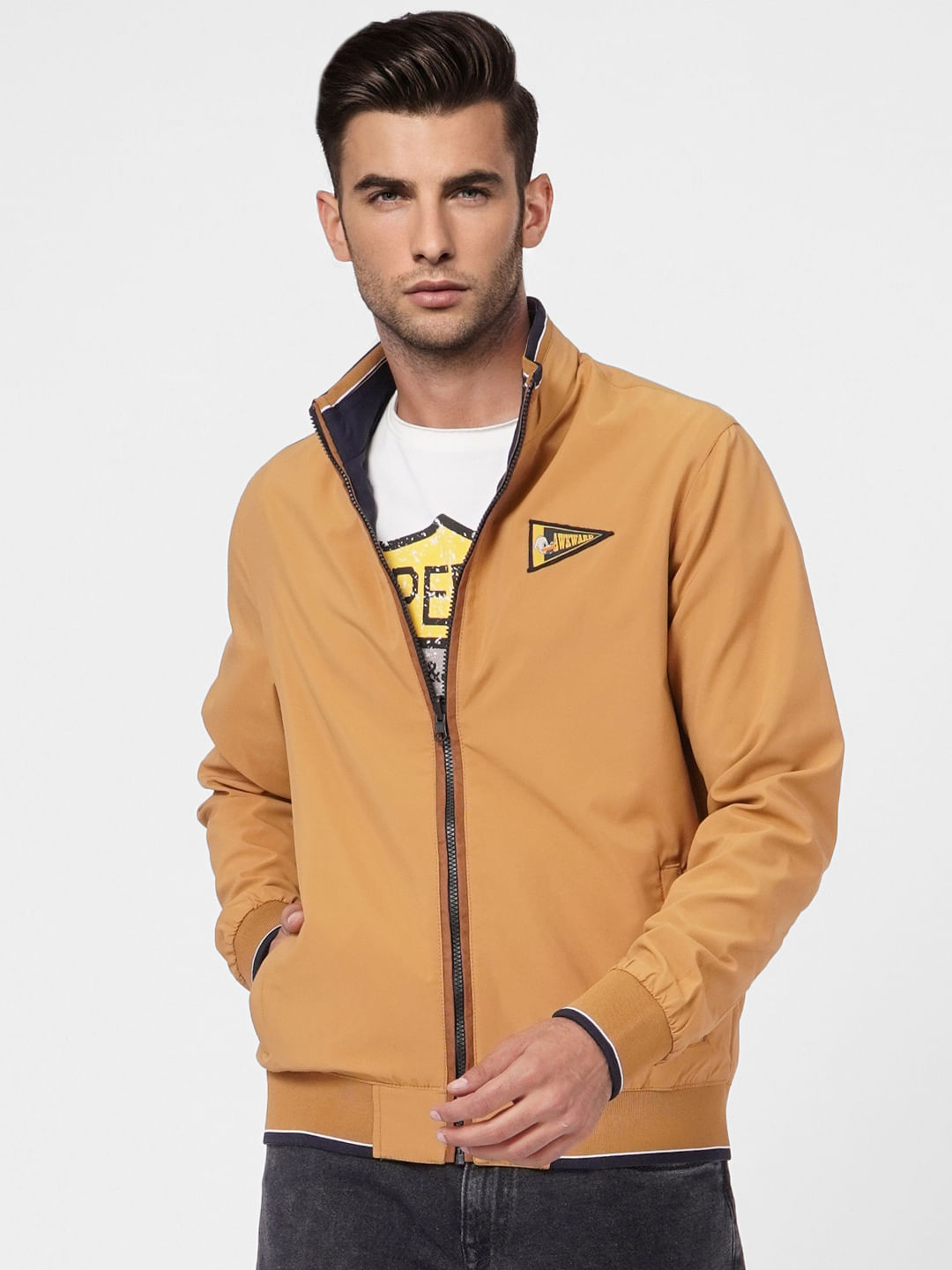 Blue High Neck Reversible Jacket