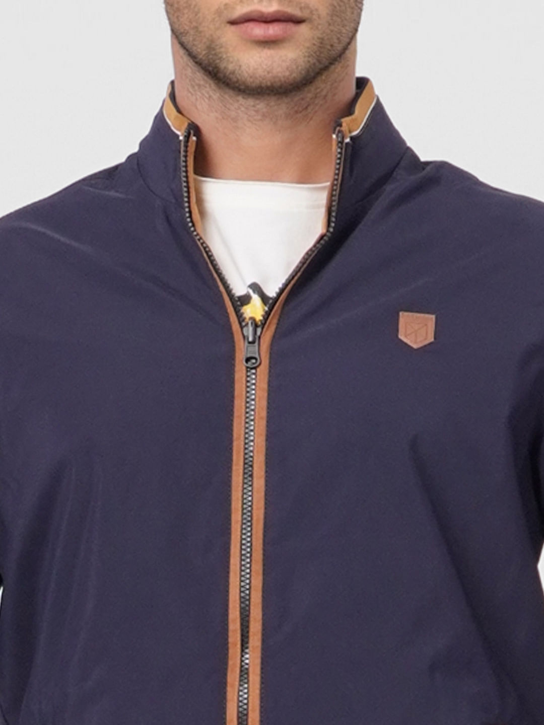 Blue High Neck Reversible Jacket