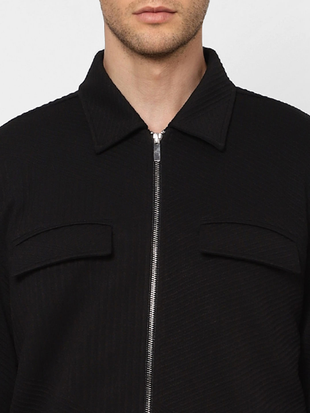 Black Textured Knit Jacket