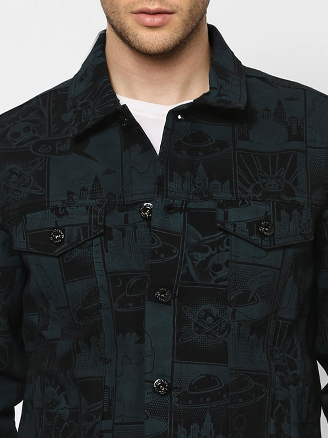 Green Graphic Print Jacket