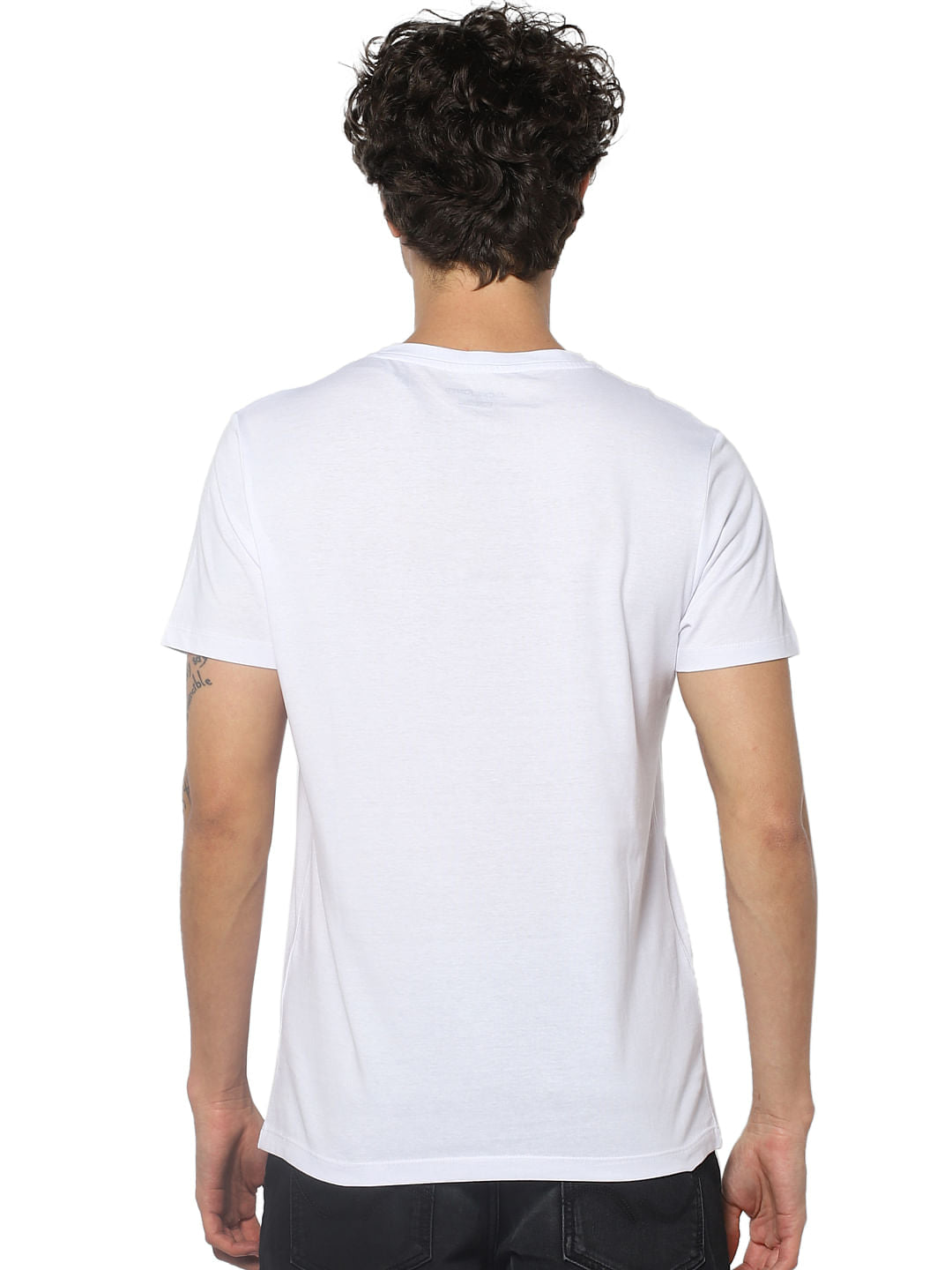 White Logo Print Crew Neck T-shirt