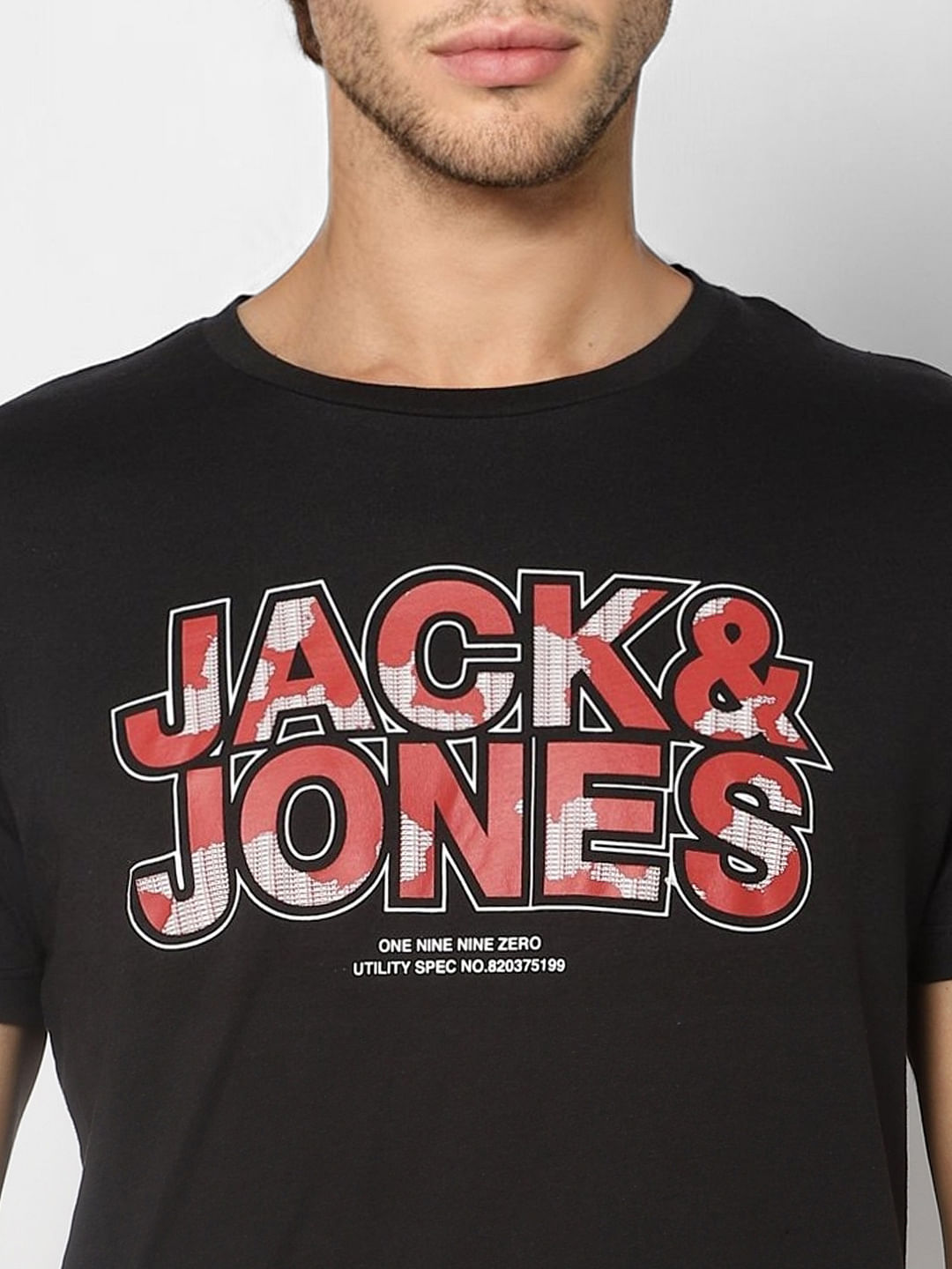 Black Logo Print Crew Neck T-shirt