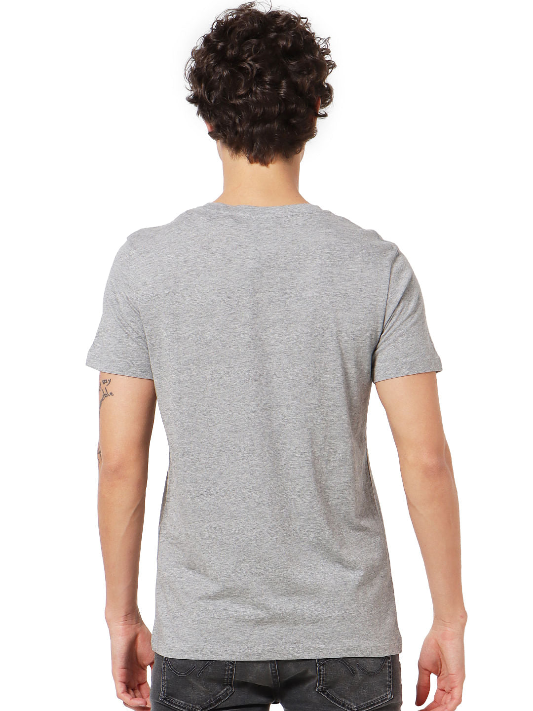 Grey Logo Print Crew Neck T-shirt