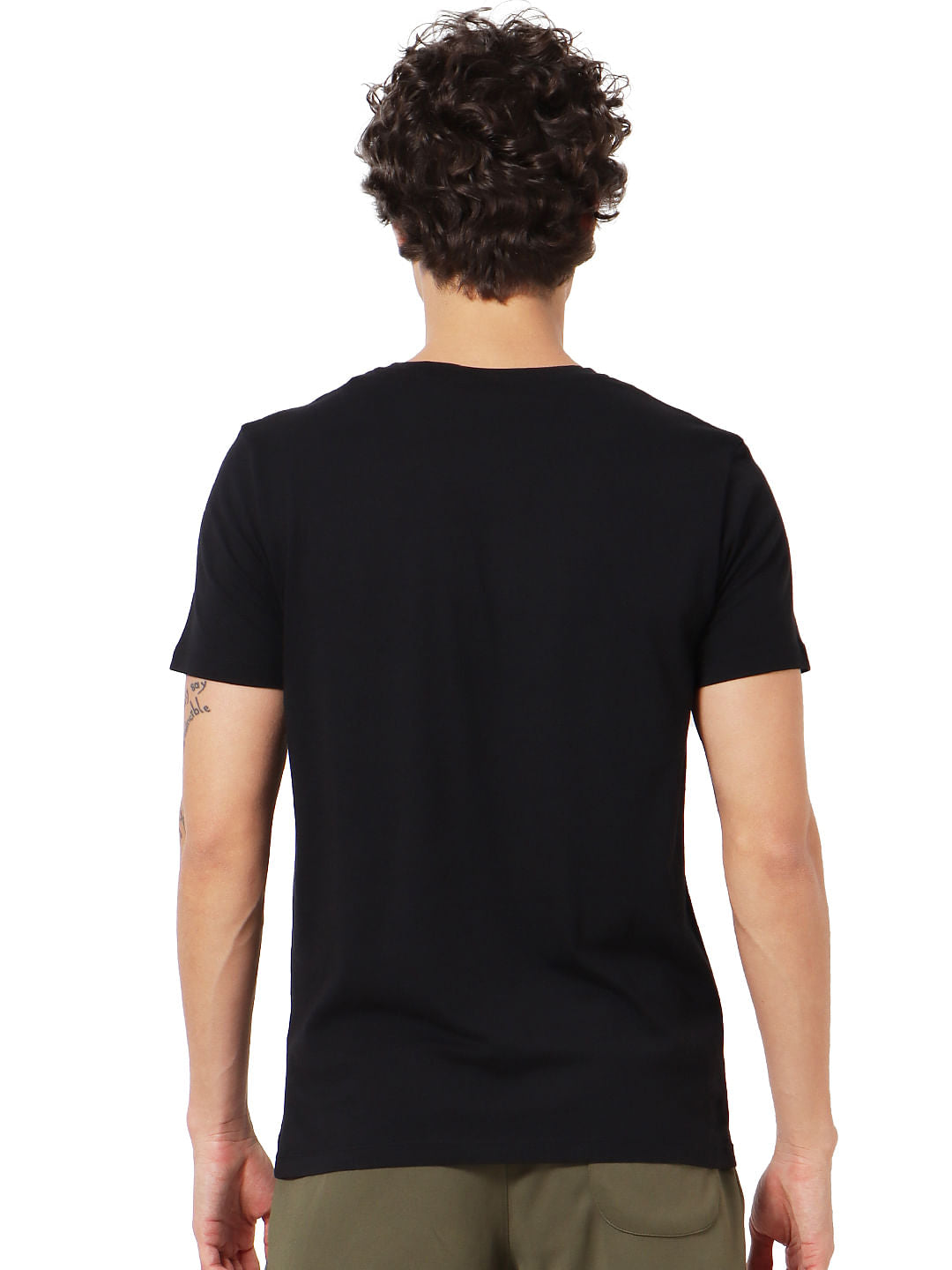 Black Graphic Logo Print Crew Neck T-shirt