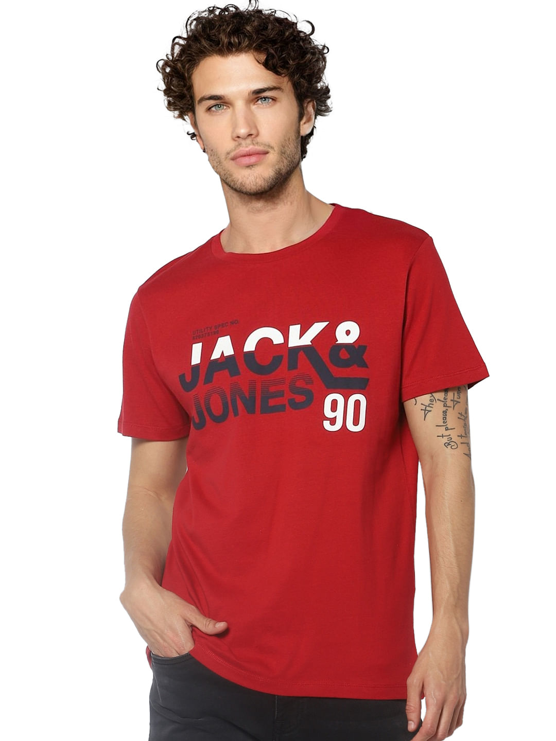 Red Logo Print Crew Neck T-shirt
