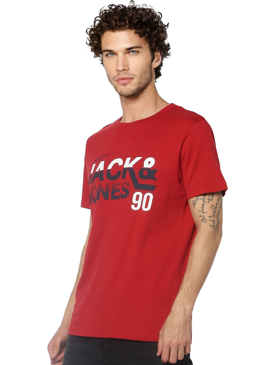 Red Logo Print Crew Neck T-shirt