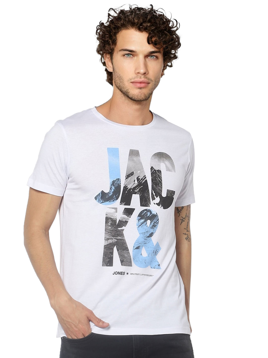 White Graphic Print Crew Neck T-shirt