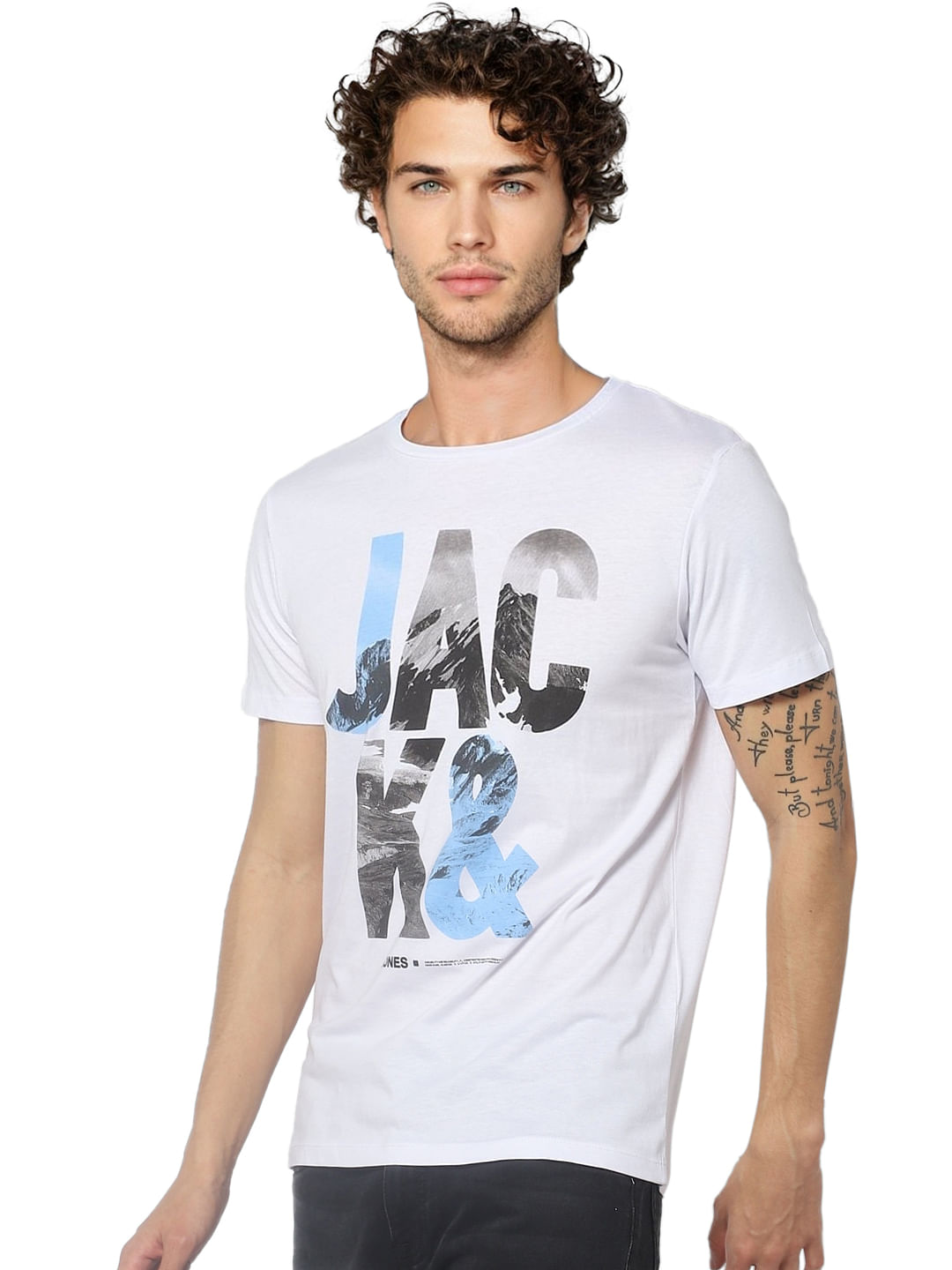 White Graphic Print Crew Neck T-shirt