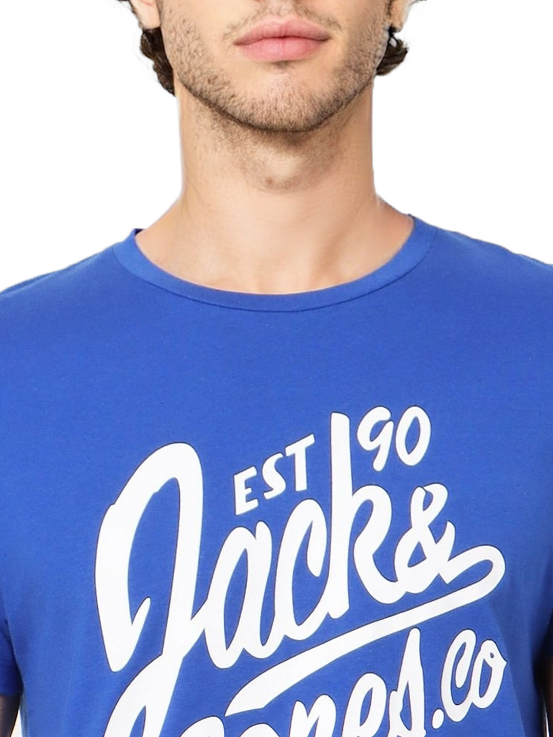 Blue Logo Print Crew Neck T-shirt