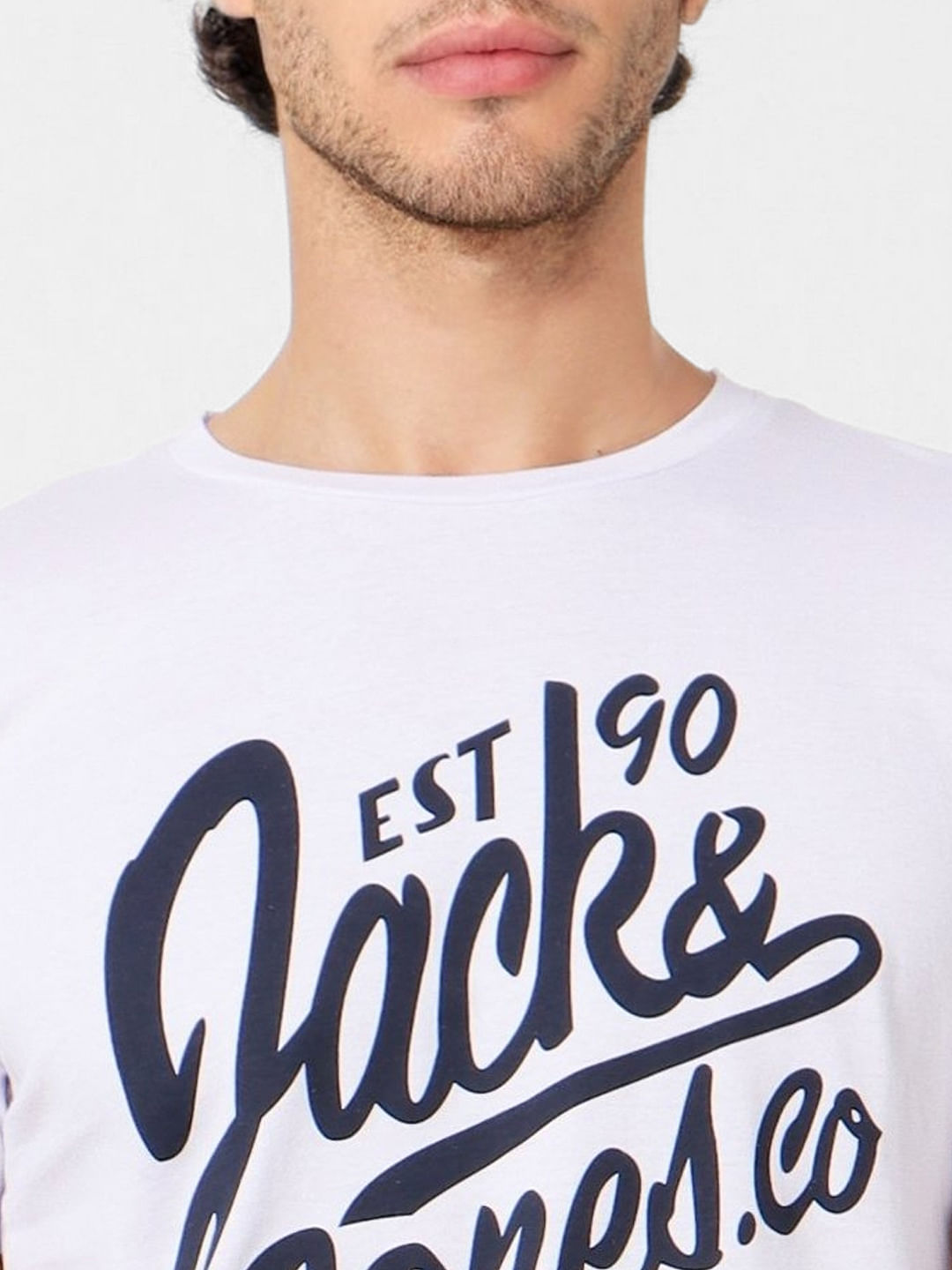 White Logo Print Crew Neck T-shirt