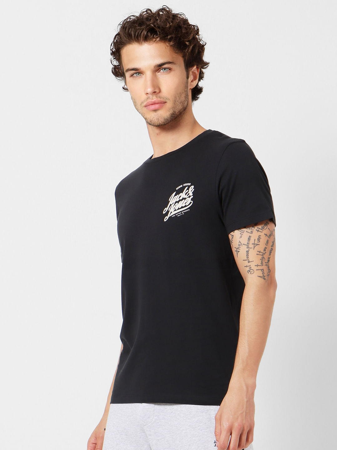 Black Logo Print Crew Neck T-shirt