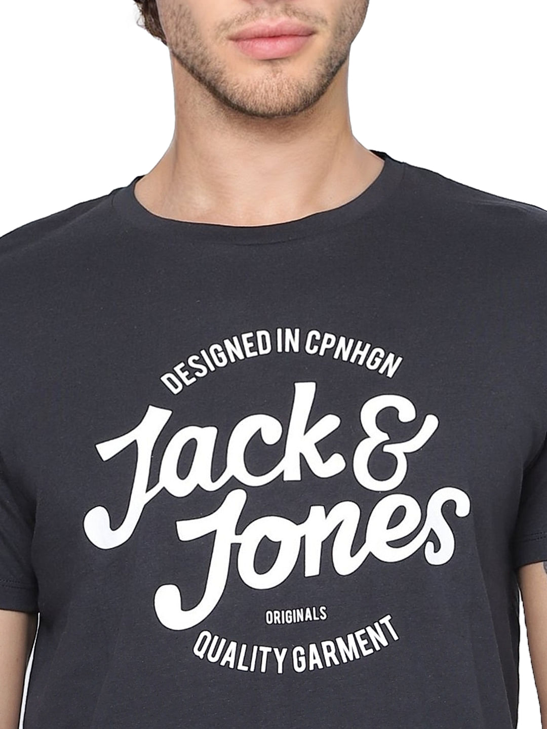 Black Logo Print Crew Neck T-shirt