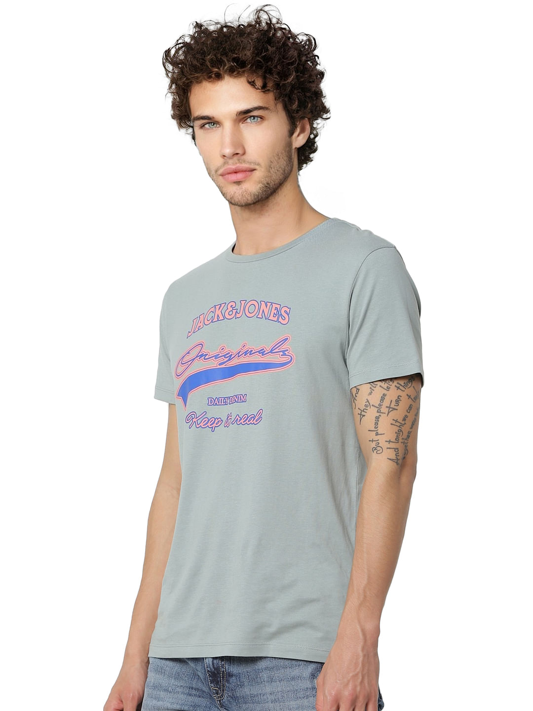 Green Logo Print Crew Neck T-shirt