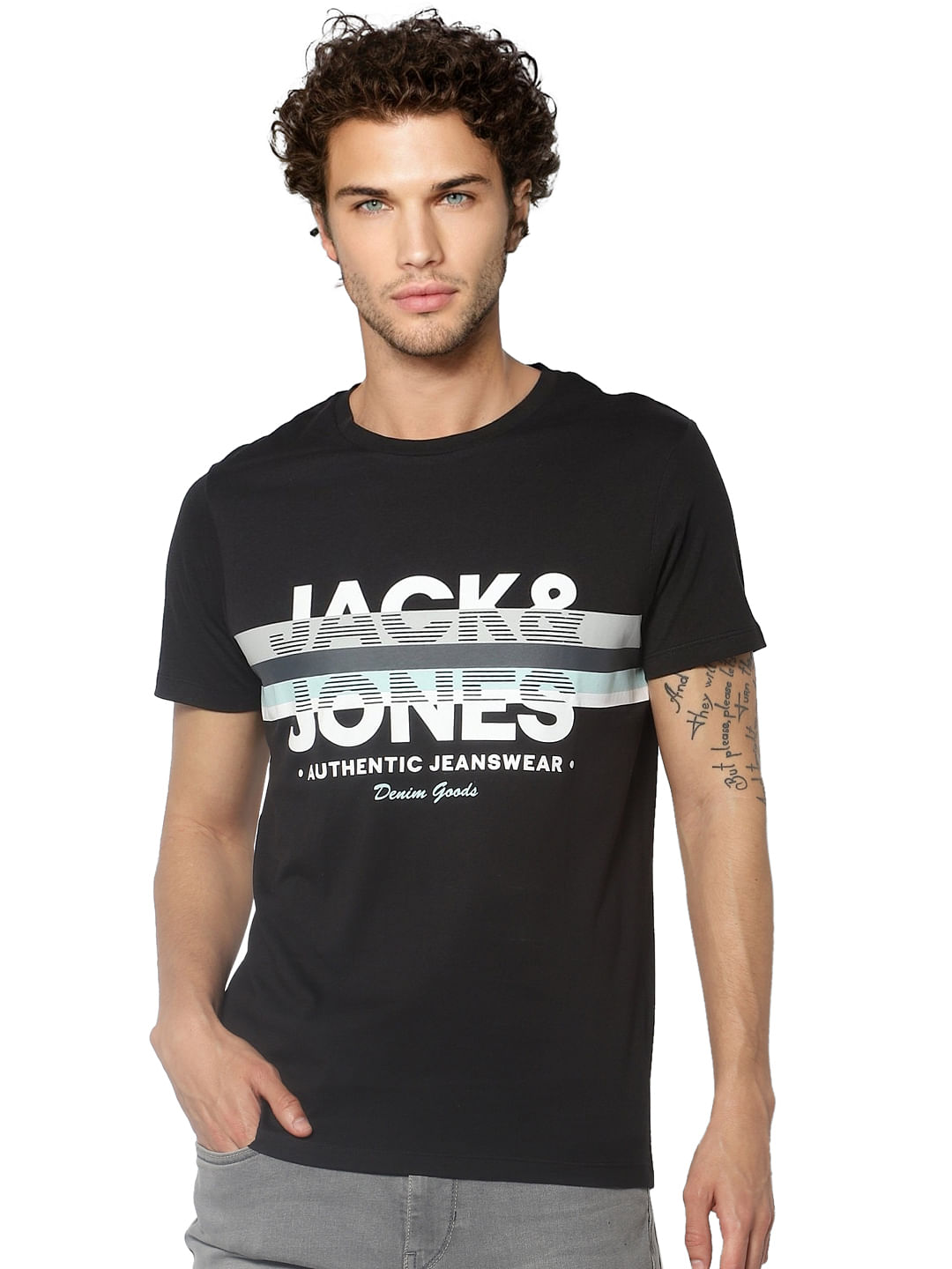 Black Logo Print Crew Neck T-shirt