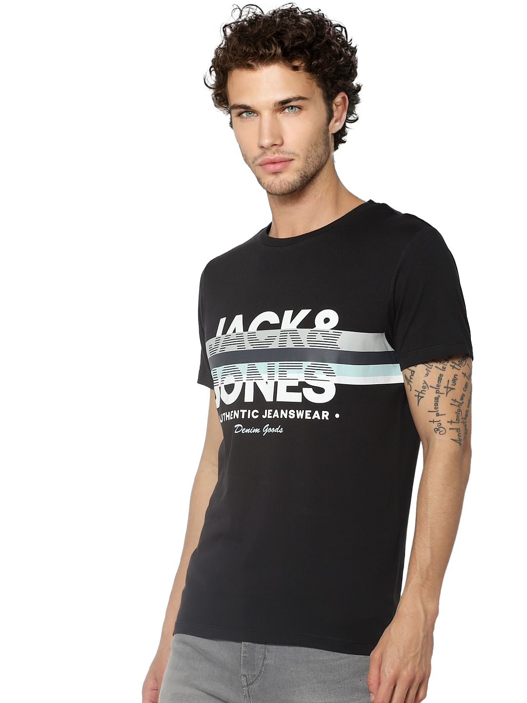 Black Logo Print Crew Neck T-shirt
