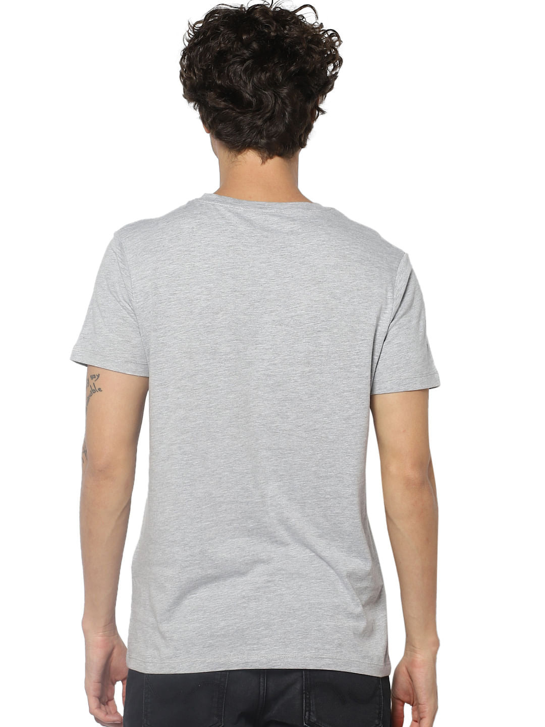 Grey Logo Print Crew Neck T-shirt