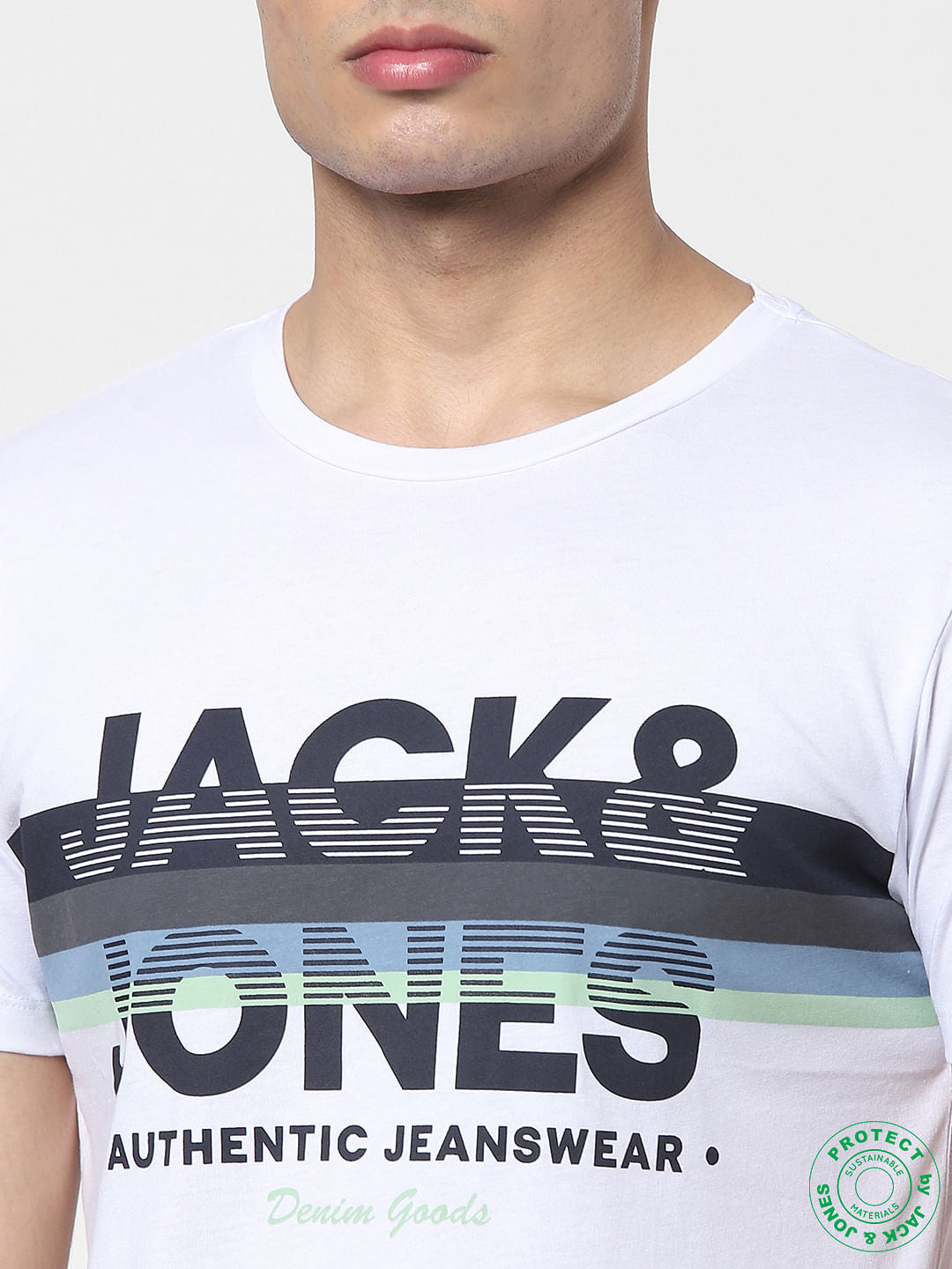 White Graphic Logo Print Crew Neck T-shirt