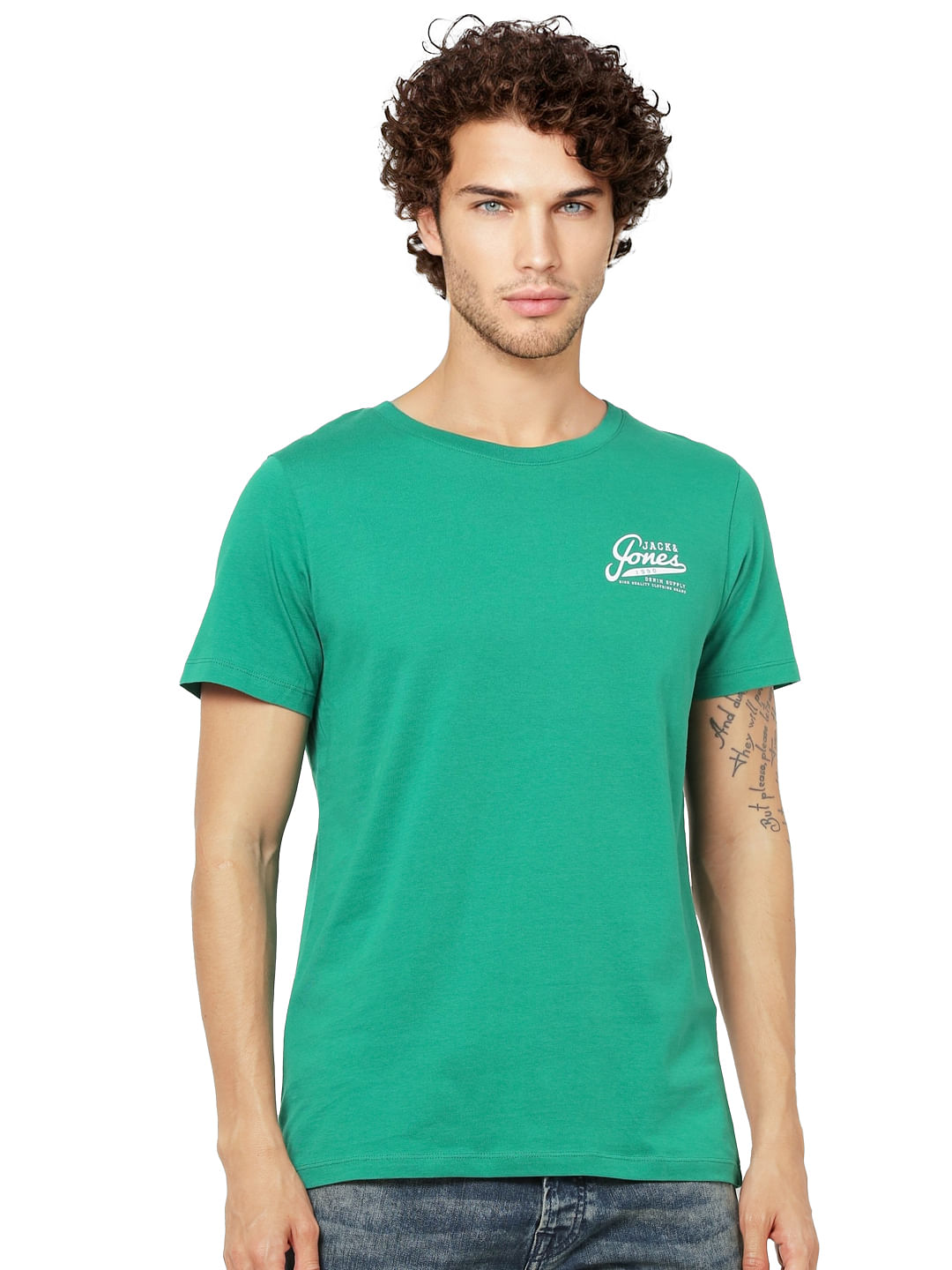 Green Logo Print Crew Neck T-shirt