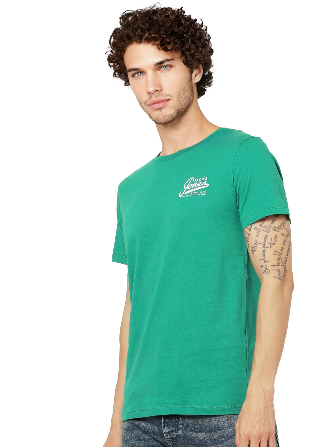 Green Logo Print Crew Neck T-shirt