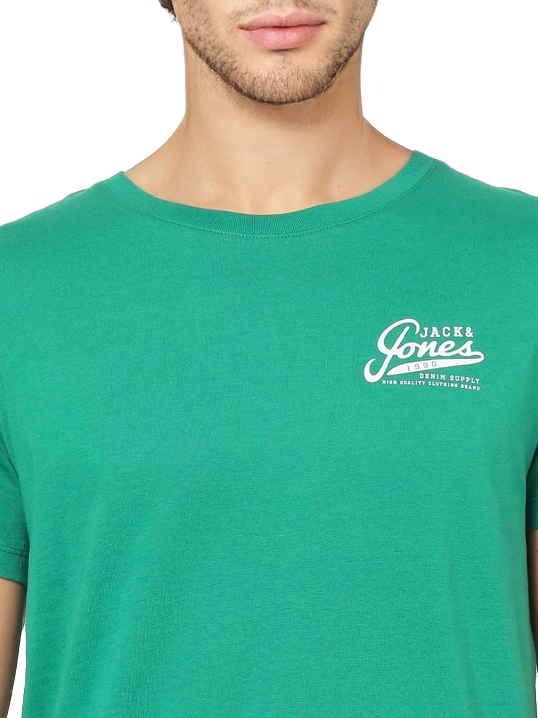Green Logo Print Crew Neck T-shirt