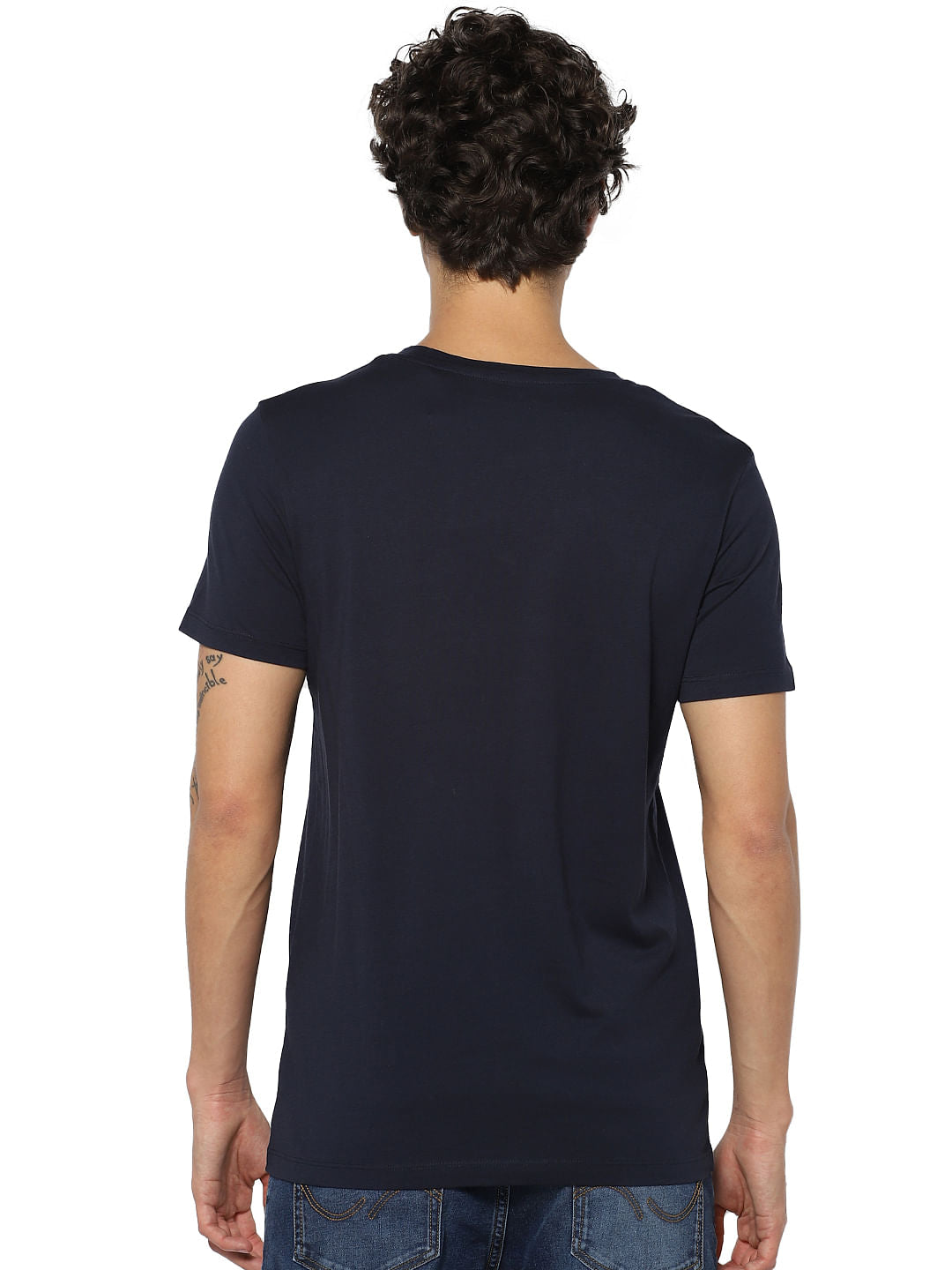 Navy Blue Graphic Print Crew Neck T-shirt