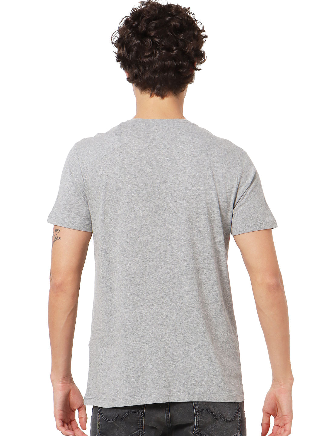 Grey Logo Print Crew Neck T-shirt