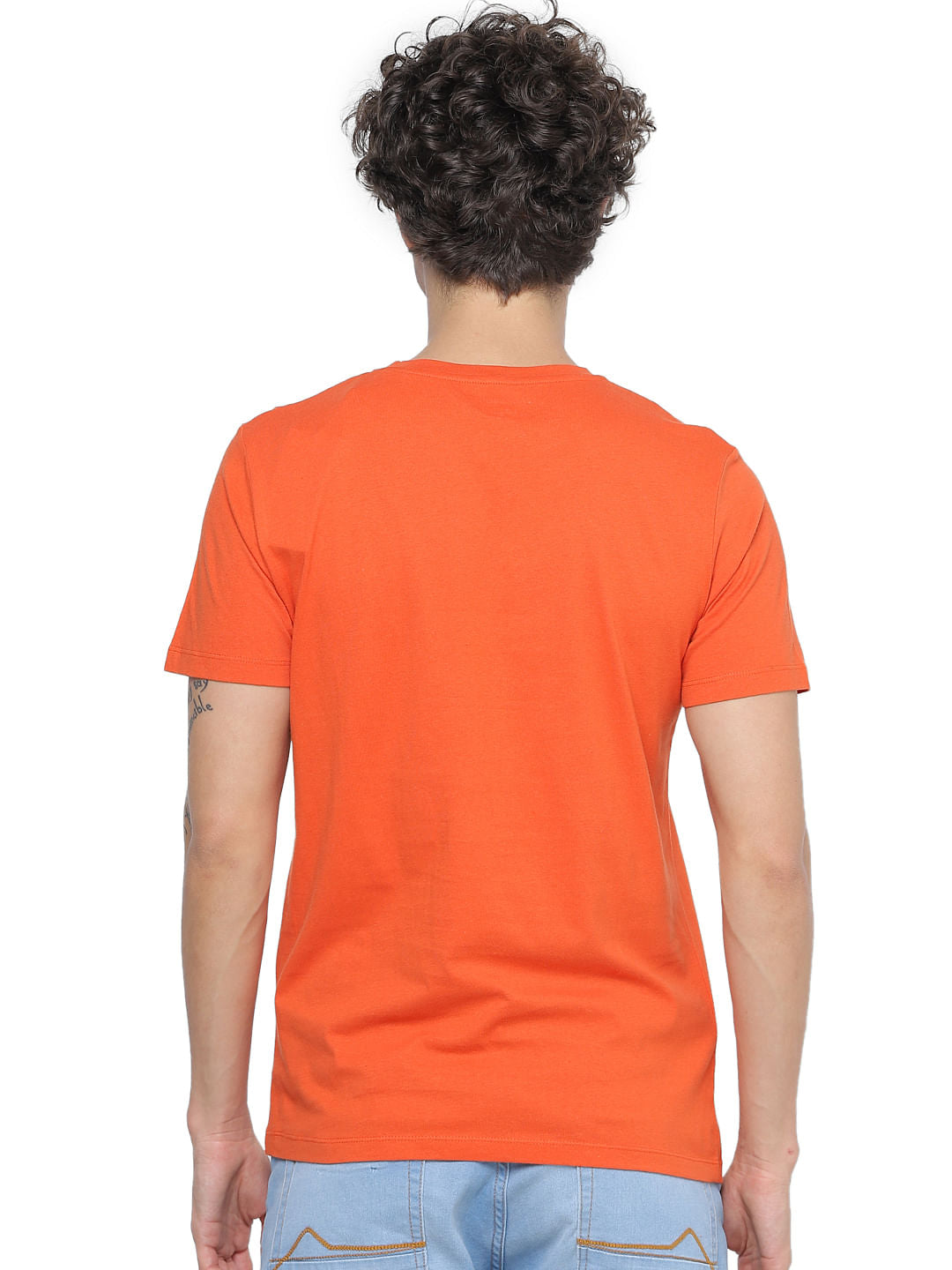 Orange Logo Print Crew Neck T-shirt
