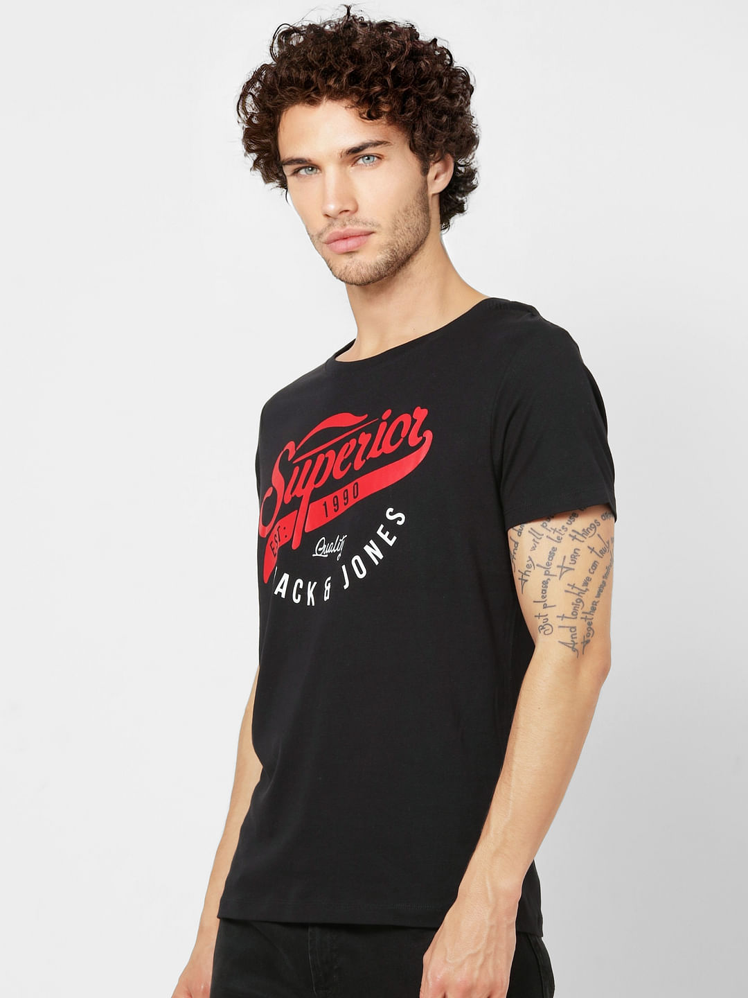 Black Logo Print Crew Neck T-shirt