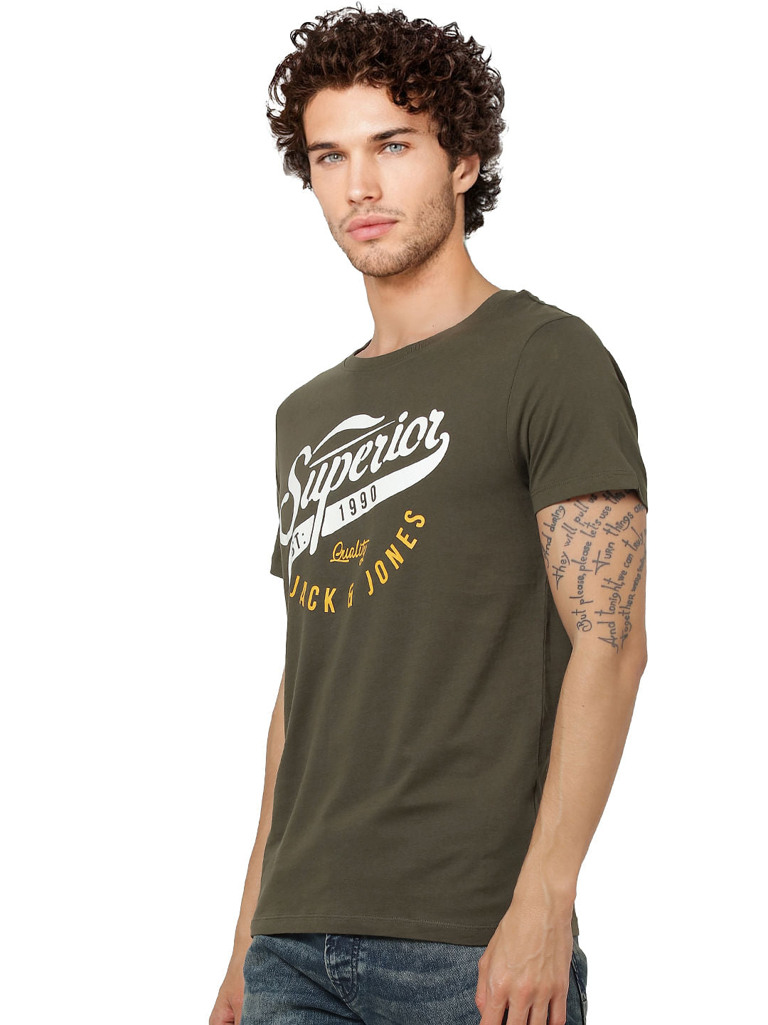 Green Logo Print Crew Neck T-shirt