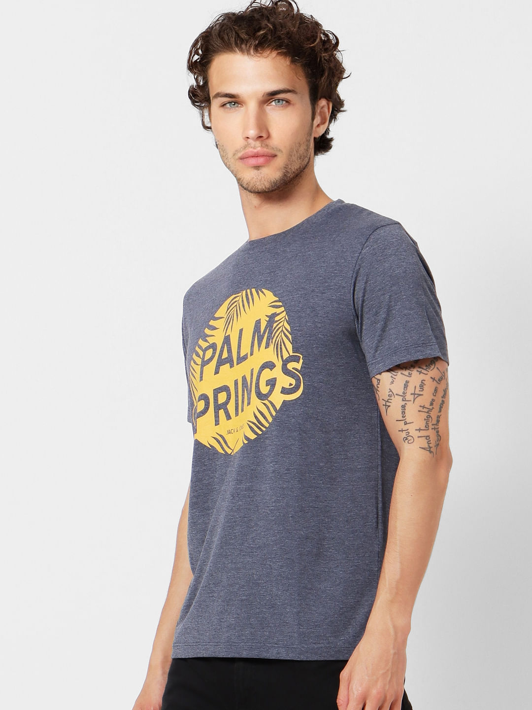 Blue Graphic Print Crew Neck T-shirt