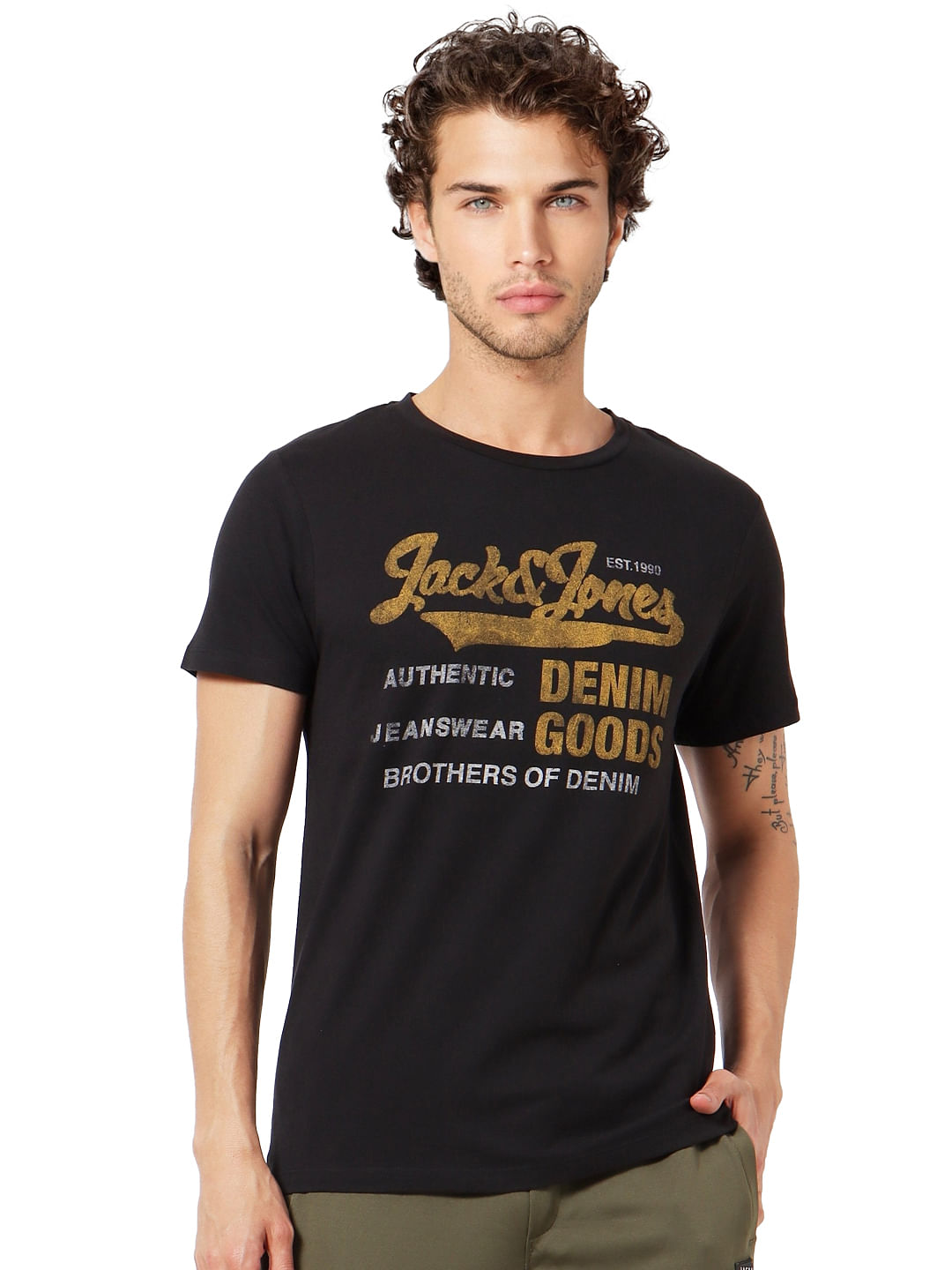 Black Logo Print Crew Neck T-shirt