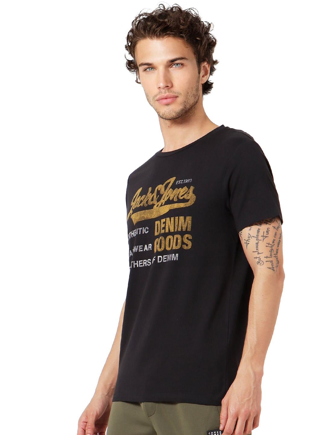 Black Logo Print Crew Neck T-shirt