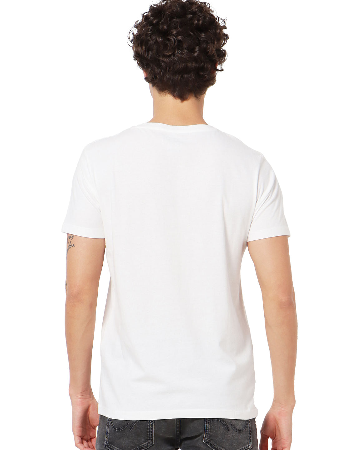 White Logo Print Crew Neck T-shirt