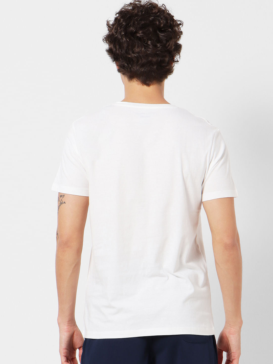 White Logo Print Crew Neck T-shirt