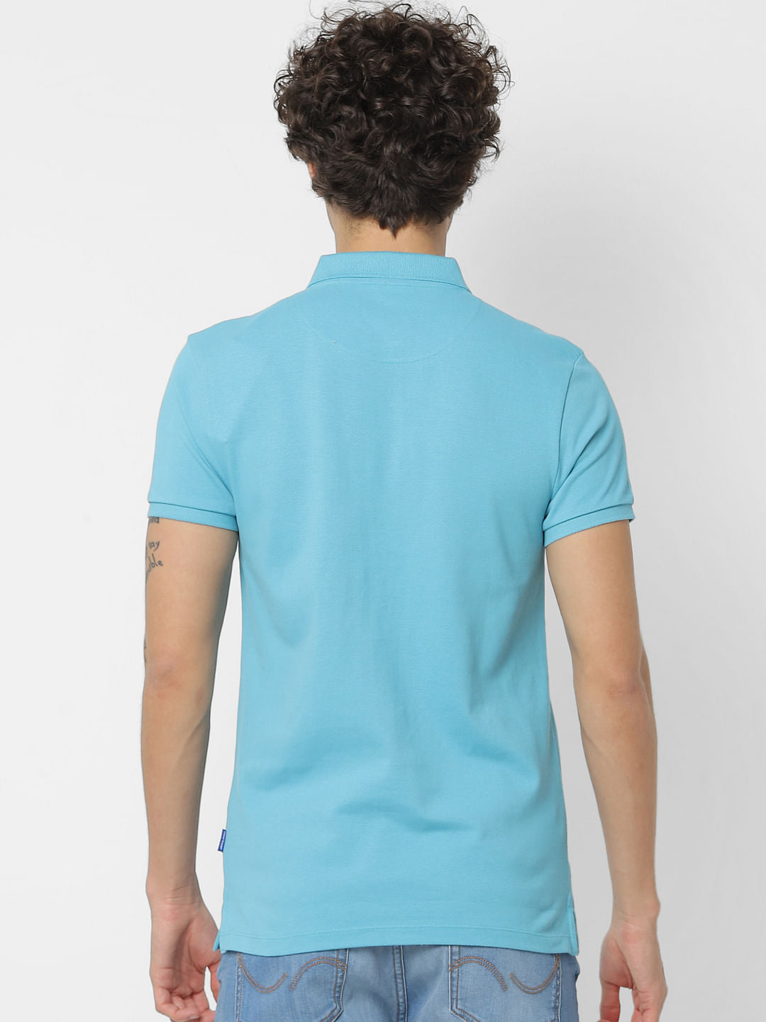 Turquoise Blue Polo Neck T-shirt