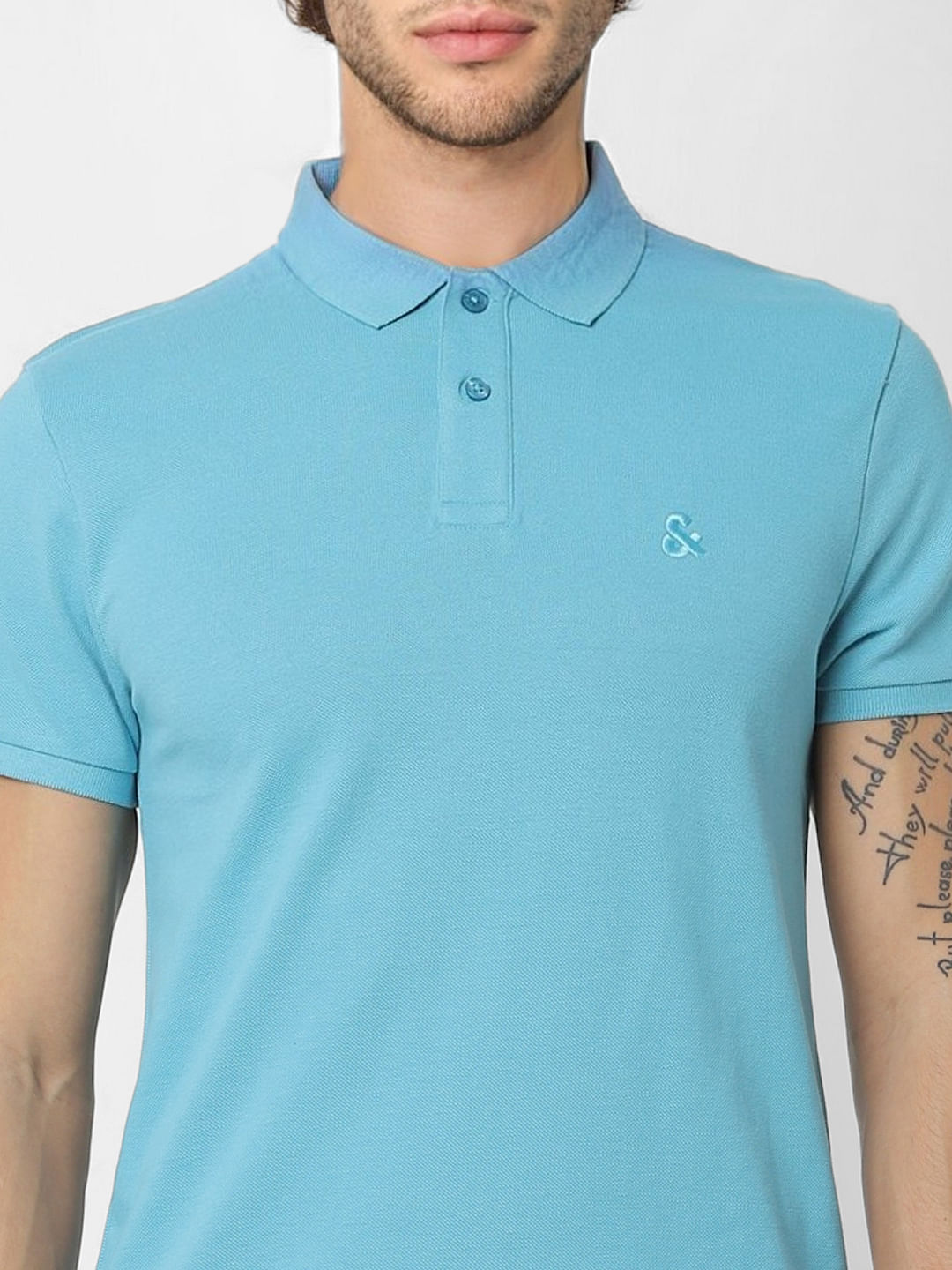 Turquoise Blue Polo Neck T-shirt