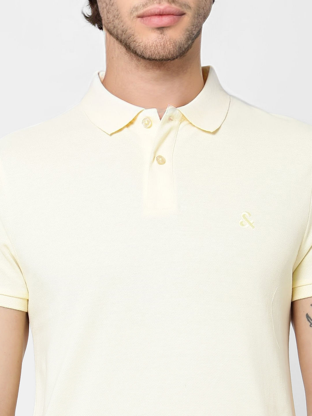 Light Yellow Polo Neck T-shirt