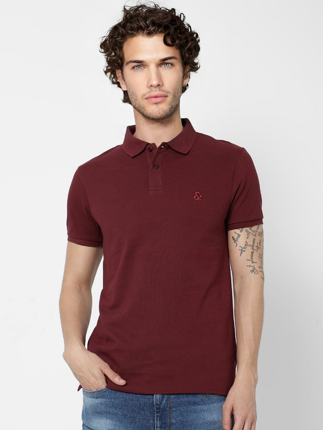 Maroon Polo Neck T-shirt
