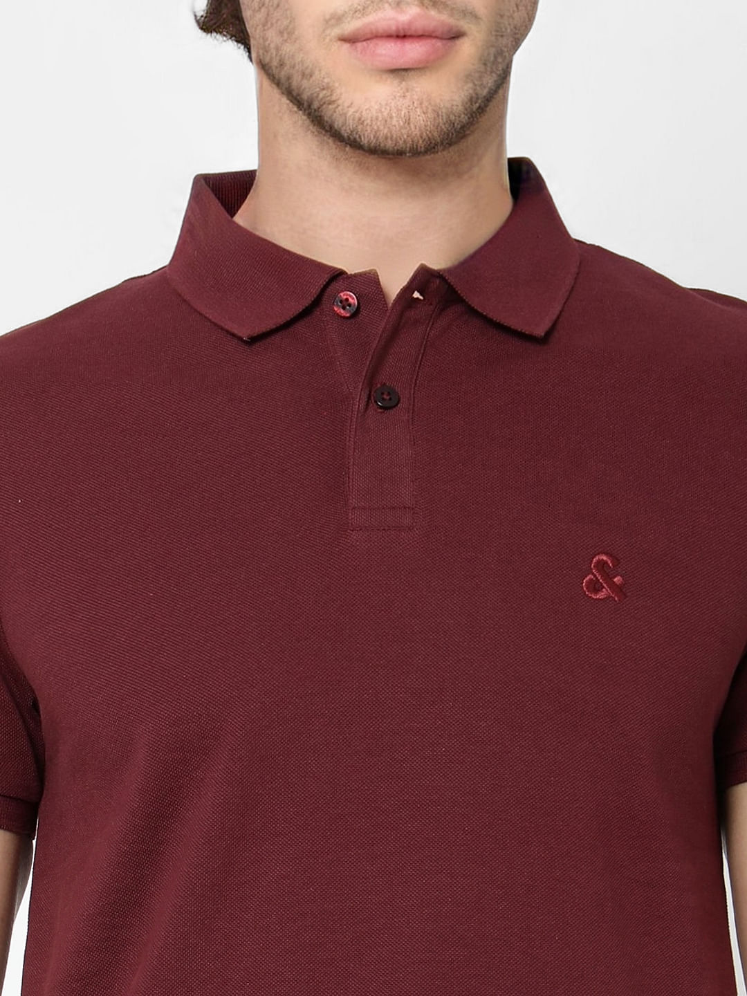 Maroon Polo Neck T-shirt