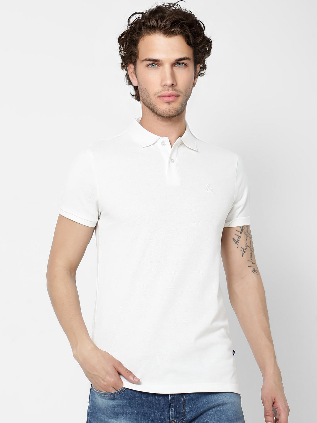 White Polo Neck T-shirt