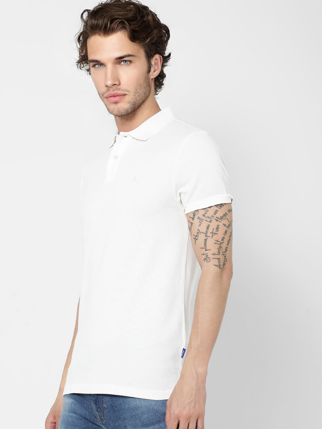 White Polo Neck T-shirt