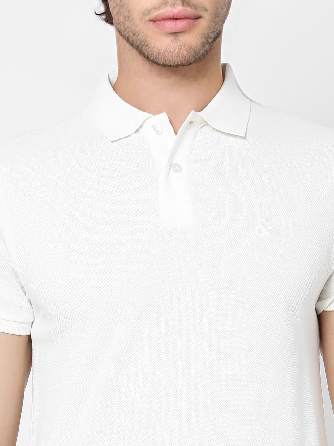 White Polo Neck T-shirt