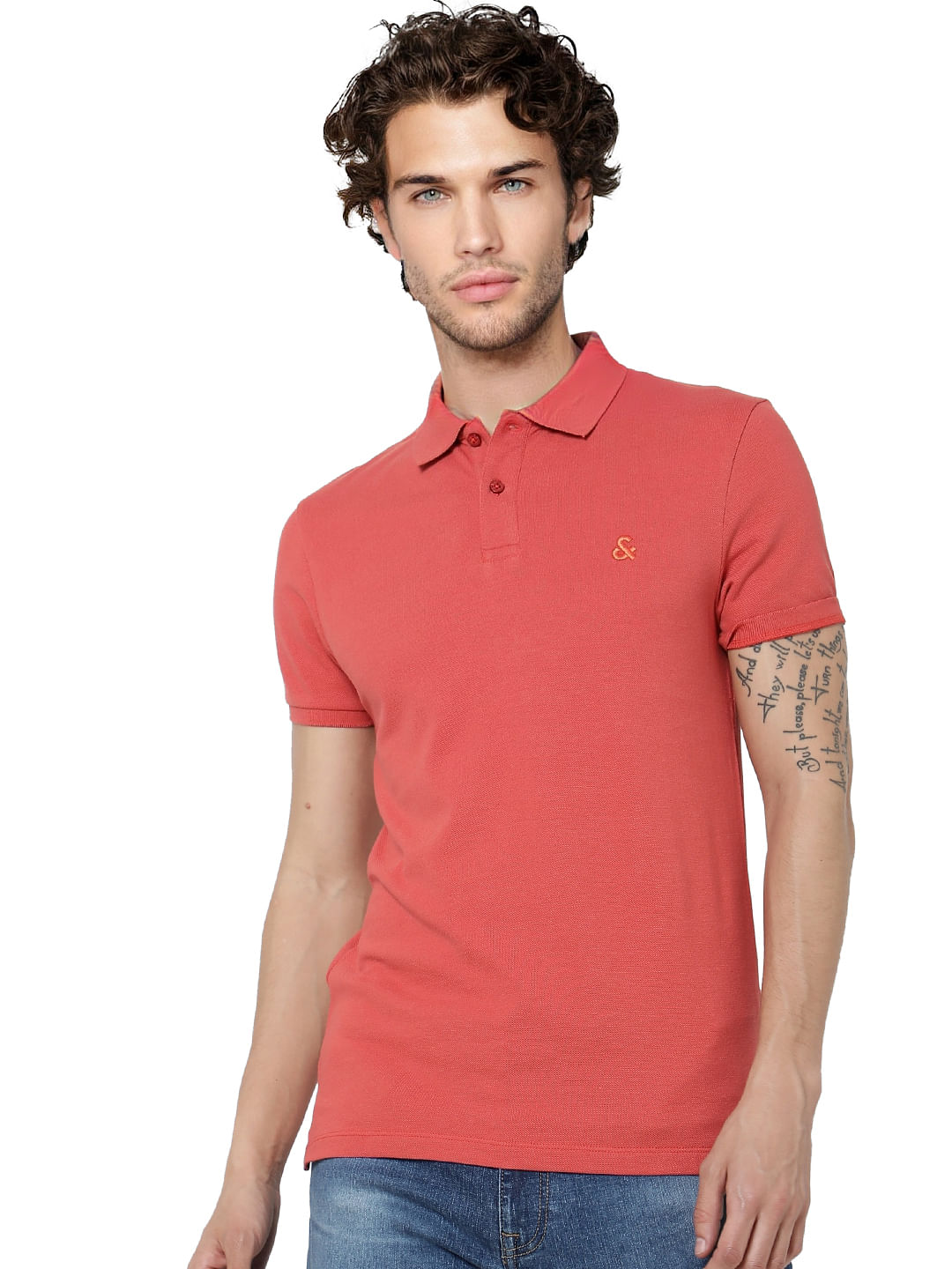 Coral Polo Neck T-shirt