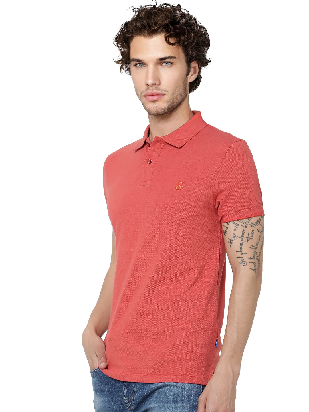 Coral Polo Neck T-shirt