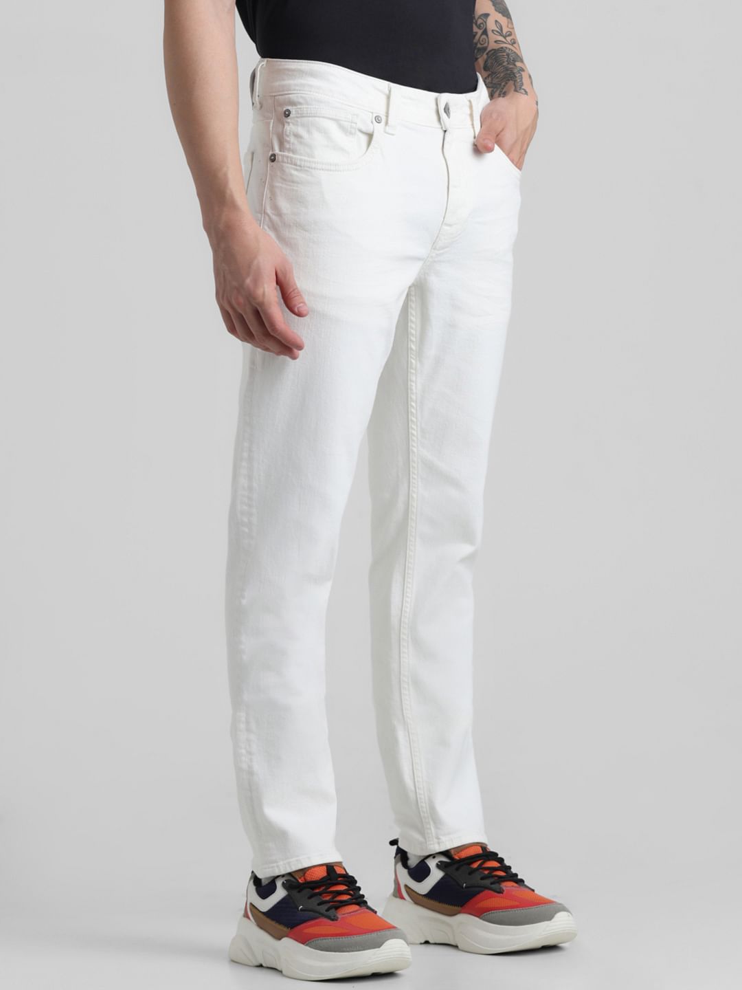 Glenn Slim Fit Low rise Stretch Jeans - White