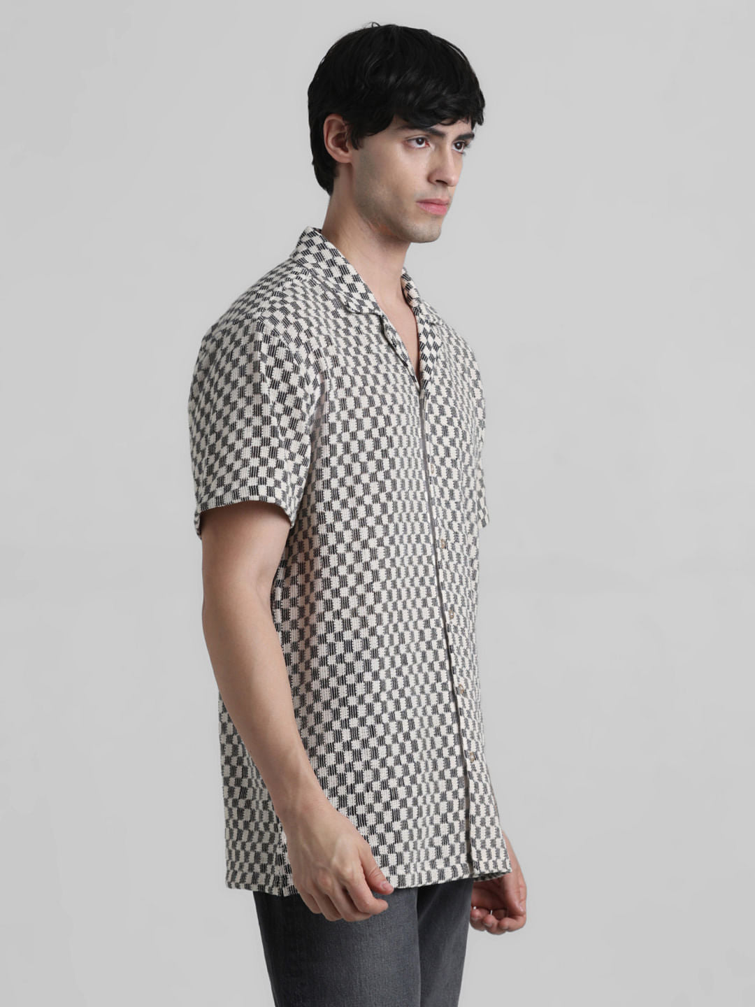 Black Printed Short Sleeves Shirt